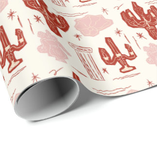 Papel De Presente Coluna Grega Clássica e Padrão de Lustre Rosa