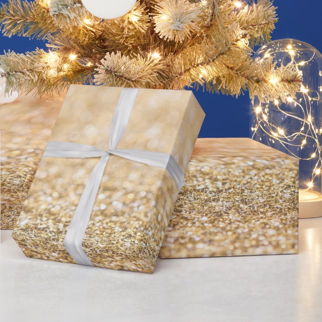 Papel de presente com brilho falso dourado champan (Feriados)