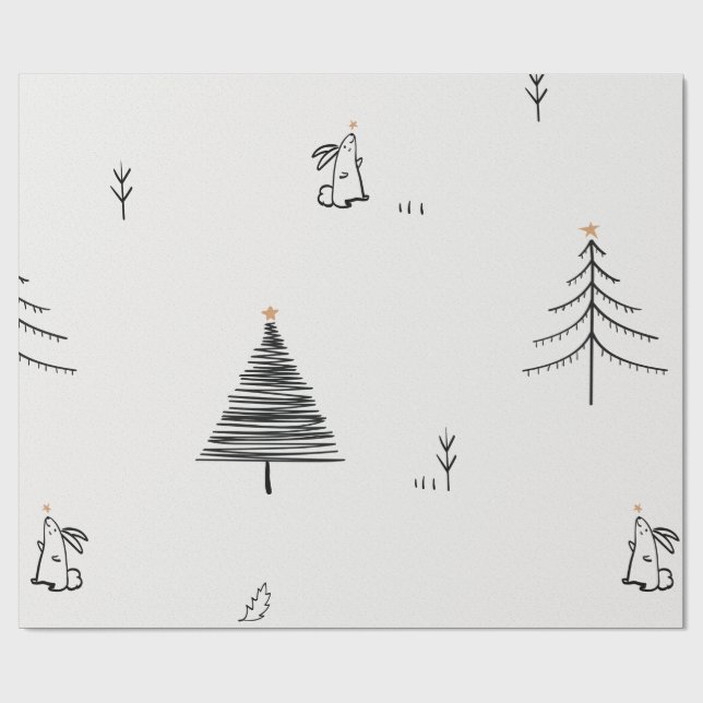 PAPEL DE PRESENTE COM DESENHO DE COELHO E ÁRVORE D (Aberto)