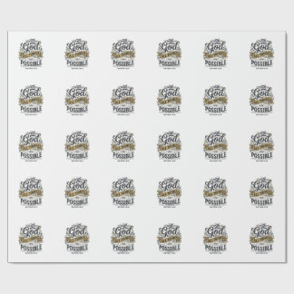 Papel De Presente Com Deus Todas as Coisas São Possíveis Vintage Cri