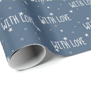 Papel De Presente Com o Love Text White Stars Wrappaper