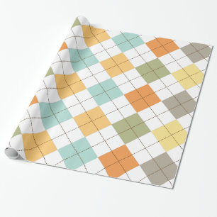 Papel de Presente com Padrão de Diamante Retro