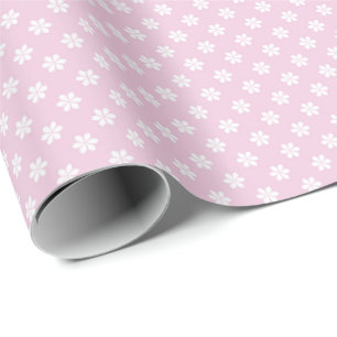 Papel de Presente com Padrão de Margarida Rosa Pas
