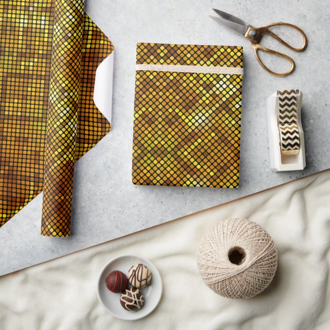 Papel de Presente com Padrão de Mosaico Dourado (Artesanato)