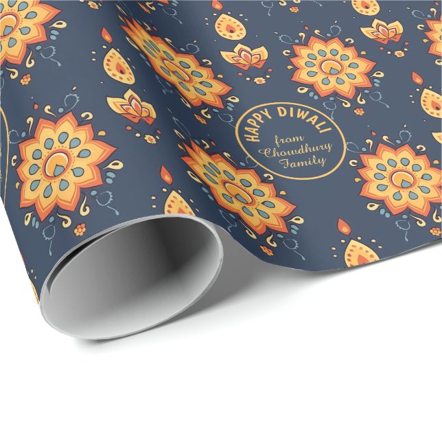 Papel De Presente Com Texto, Diwali Wrappaper - Floral Mandala (Ponta do rolo)