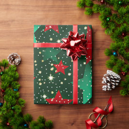 Papel De Presente Combinação divertida de estrelas de Natal
