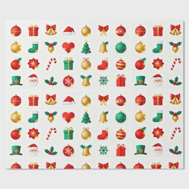 Papel De Presente Combining the vibrant Christmas icons  (Aberto)