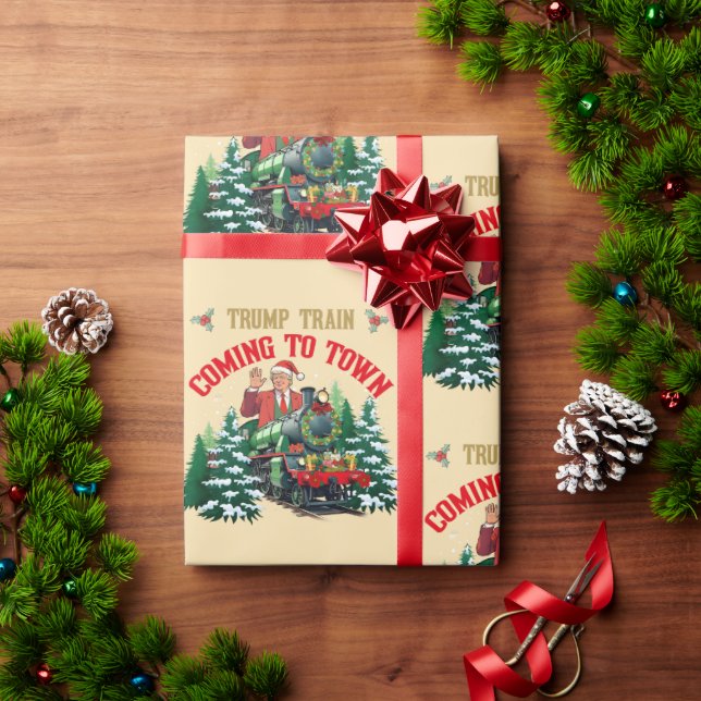 Papel De Presente Comboio a caminho da cidade de Natal MAGA (Presente de Natal)