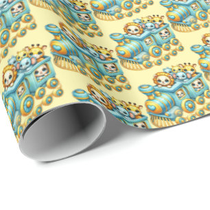 Papel De Presente Comboio de chá de fraldas unisex