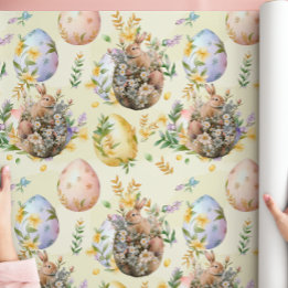 Papel De Presente Comemoração de coelho da Páscoa Floral primavera A