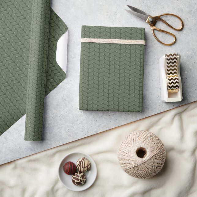 Papel De Presente Comfy Cozy Knit Sweater Wrapping Paper - Green (Artesanato)