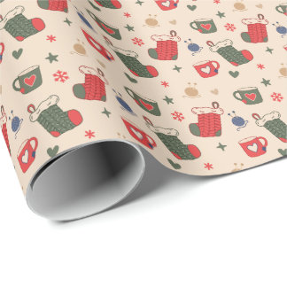 Papel De Presente Comfy Cozy Winter Holiday Wrapping Paper - Classic