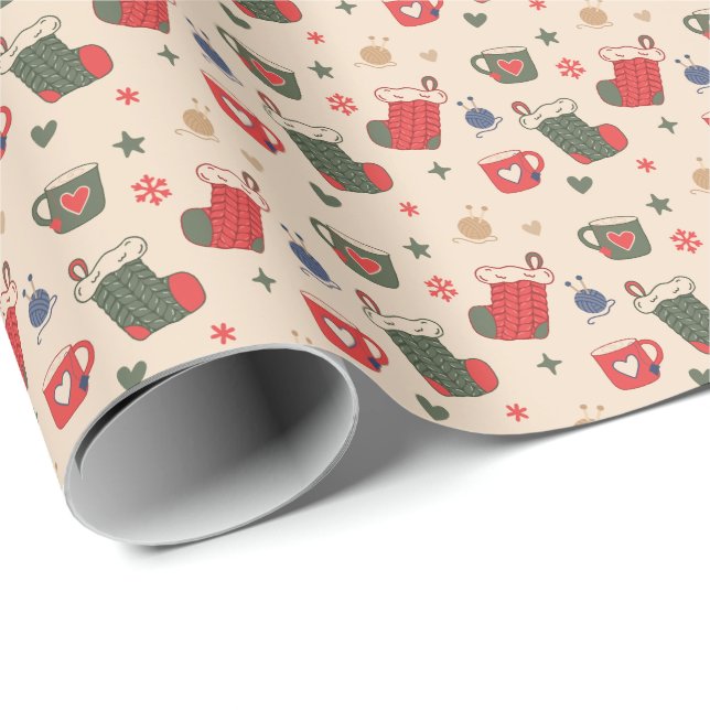 Papel De Presente Comfy Cozy Winter Holiday Wrapping Paper - Classic (Ponta do rolo)