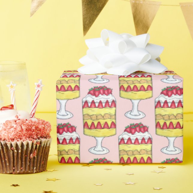 Papel De Presente Comida Britânica de Fruta de Trifle em Inglês (Festa de aniversário)