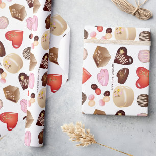 Papel De Presente Comida de Padrão de Ilustração de Doces de Choc