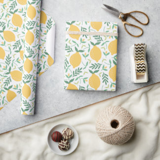 Papel De Presente Comida do Padrão de Fruta de limão amarelo