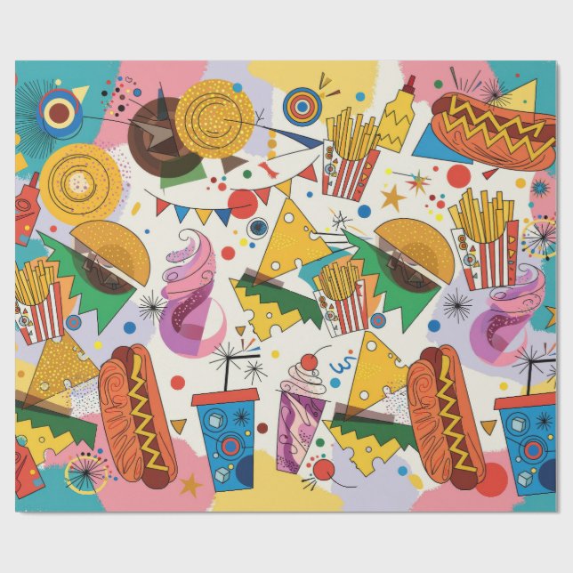 Papel De Presente Comida Rápida Americana (Aberto)