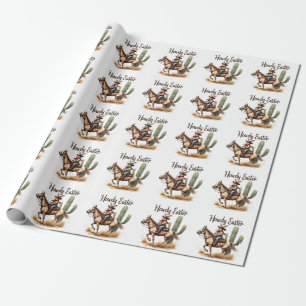 Papel De Presente Como Coelhinho da Páscoa cavalgando um cowboy equi