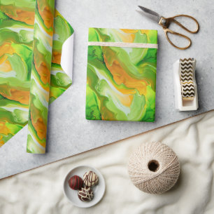 Papel De Presente Composição com Matizes Néon Verde e Ouro