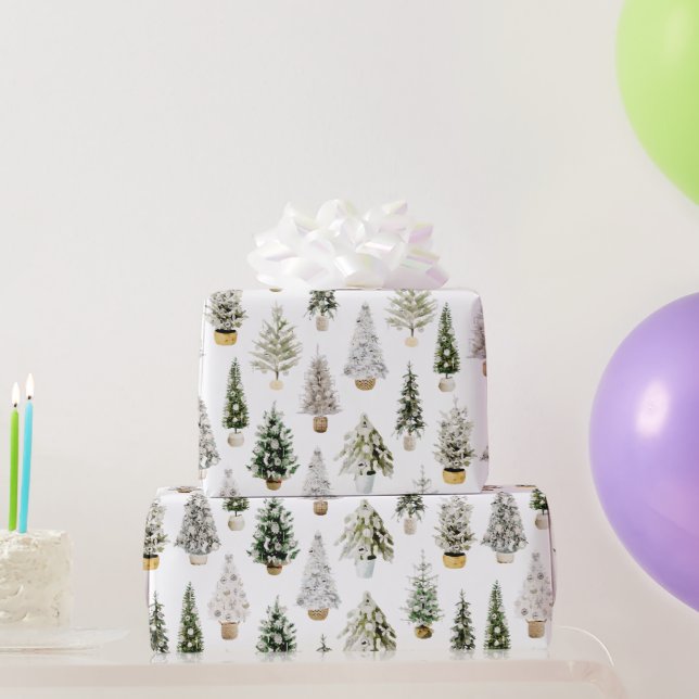 Papel De Presente Composição de Natal Aquarela Boho Saudação (Presentes para festas)