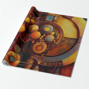 Papel De Presente Composição de Orbe Mecânico Steampunk