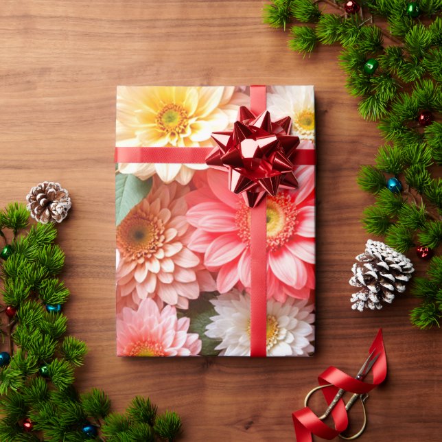 Papel De Presente Composição de Presente Floral Radiante (Presente de Natal)