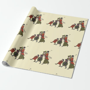 Papel De Presente Compras de Natal ao Estilo Antigo: Diversão para a