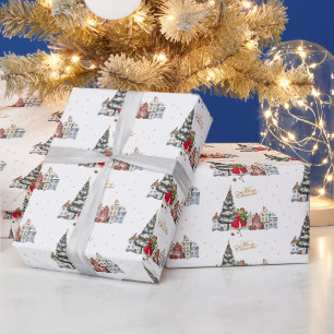 Papel De Presente Compras de Natal da Senhora Vintage de 1950