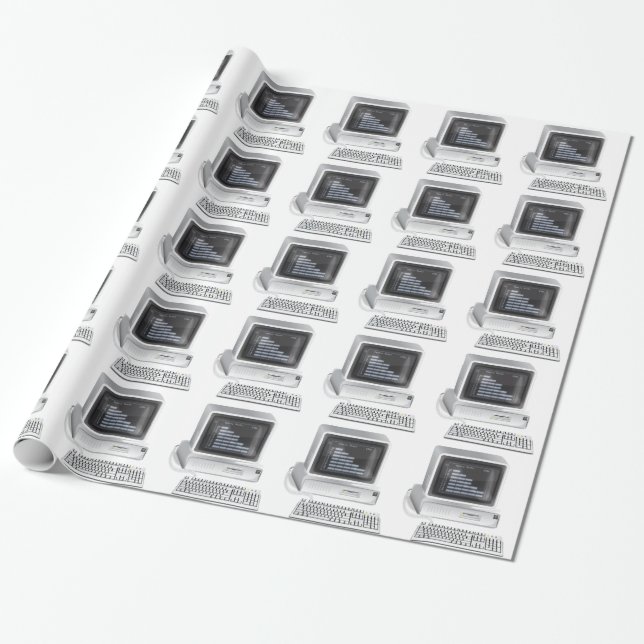 Papel De Presente Computador Retro (Desenrolado)