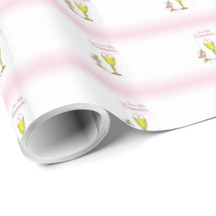 Papel De Presente Comunhão santamente do rosa da menina primeiro,