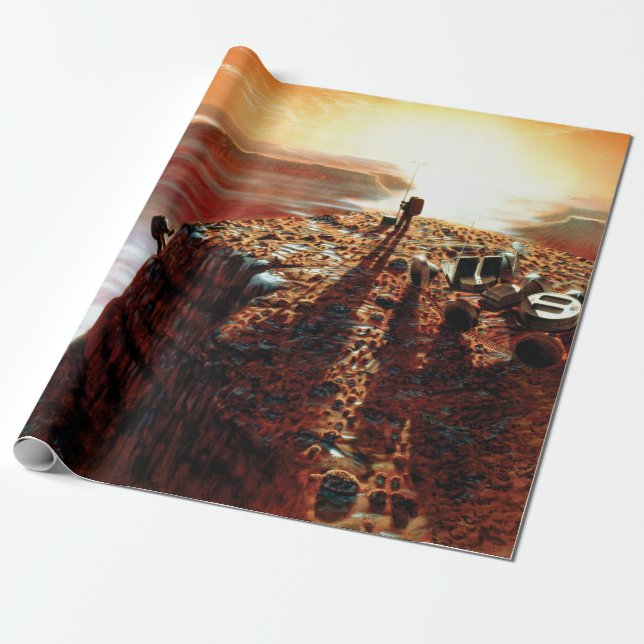 Papel De Presente Conceito de Artista da NASA Primeira Viagem ao Pla (Desenrolado)