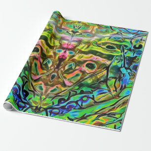 Papel De Presente Concha de Abalone Iridescente Borboleta Olhar
