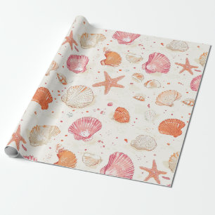 Papel De Presente Concha de Coral Rosa Terracota Marfim Antigo