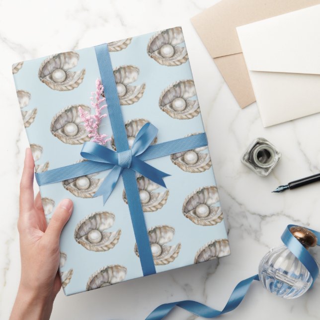 Papel De Presente Concha de Pérolas Aniversário  (Presentear)
