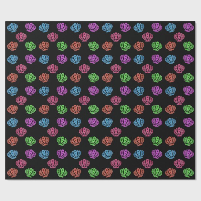 Papel De Presente Conchas Coloridas Padrão (Aberto)