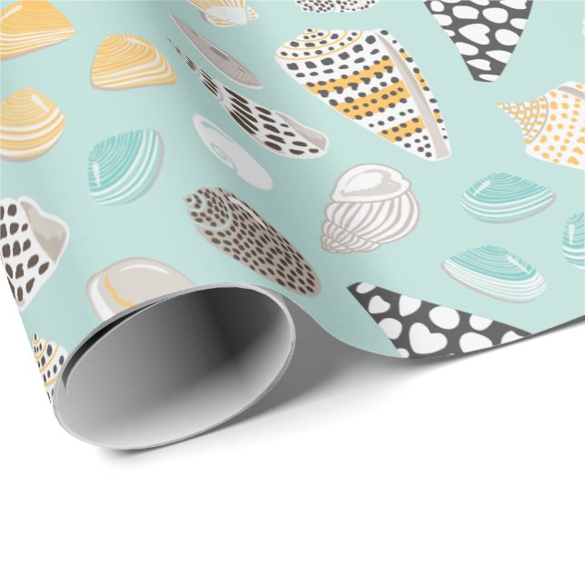 Papel De Presente Conchas com estilhaços em forma de esfregão em men (Ponta do rolo)