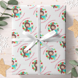 Papel De Presente Conchas de Sereia Nome Personalizado Natal