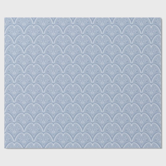 Papel De Presente Conchas delicadas de cor azul-boho (Aberto)