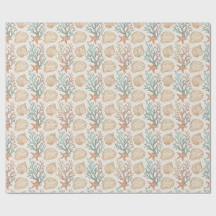 Papel De Presente Conchas e Coral