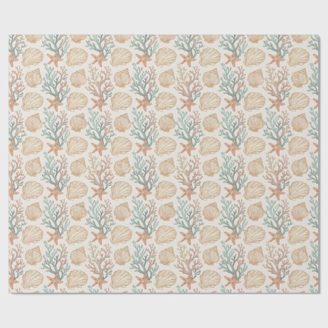 Papel De Presente Conchas e Coral (Aberto)