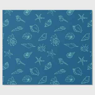 Papel De Presente conchas e estrelas-do-mar