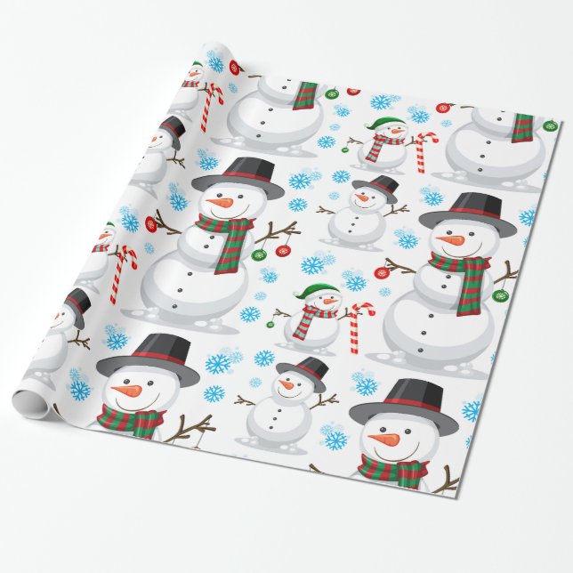 Papel De Presente Condecoração de Natal de Snowman (Desenrolado)