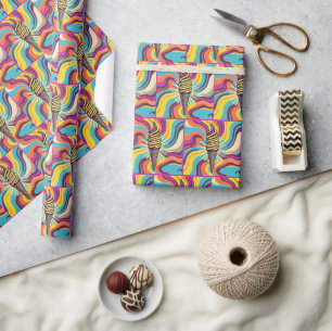 Papel De Presente Cone de Sorvete Espiral Pop Art