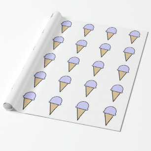 Papel De Presente Cone Sorvete Azul lavanda