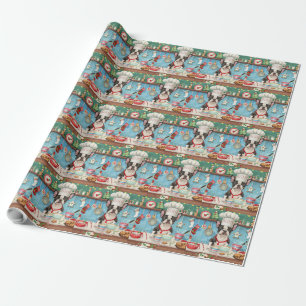 Papel De Presente Confeitaria de Natal do Boston Terrier: Natal Fest
