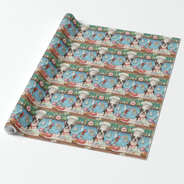 Papel De Presente Confeitaria de Natal do Boston Terrier: Natal Fest (Desenrolado)