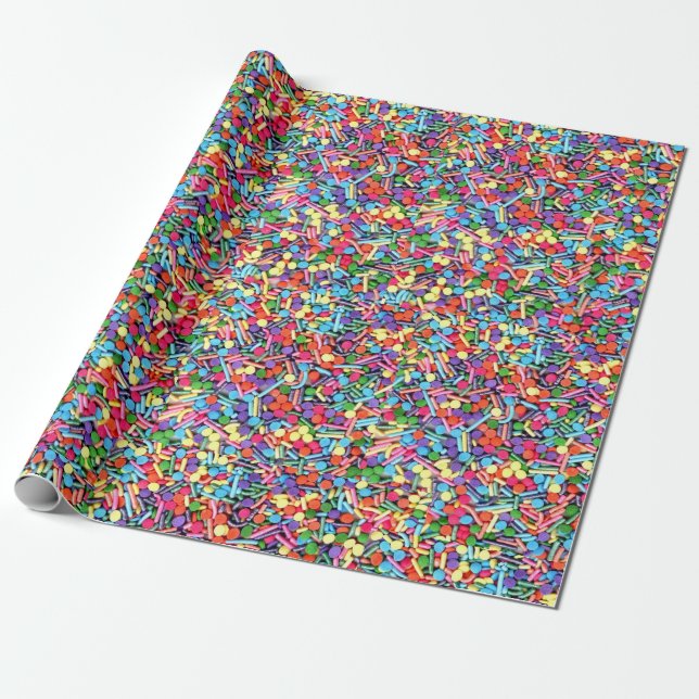 Papel De Presente Confeitos Arco-Íris (Desenrolado)