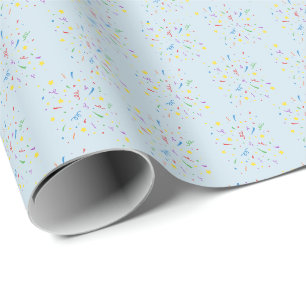 Papel De Presente Confetes Azul Aniversário de 1 ano