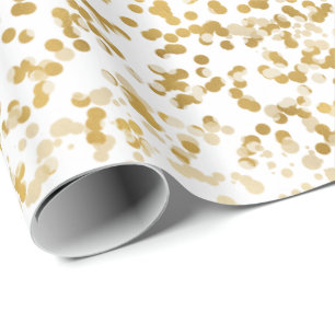 Papel De Presente Confetes brancos Dourados