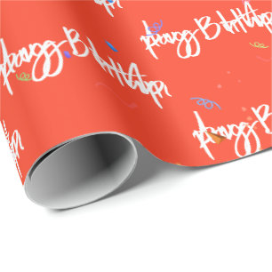Papel De Presente Confetes de Aniversário em Laranja